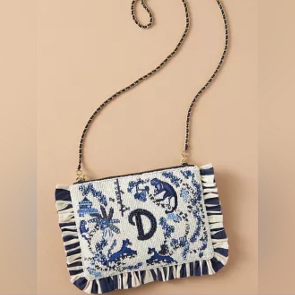 New wit Tags  Anthropologie Beaded Monogram Clutch "D”